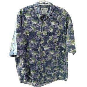 Columbia Sportswear Shirt Men's L Short Sleeve Button Up Bass Lures Fishing